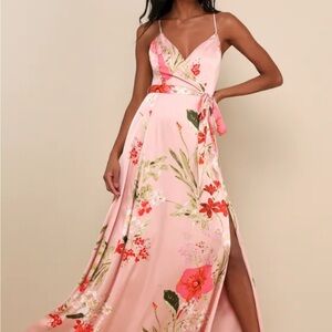 Lulu's Pink and Red Maxi Dress new! Worn once !